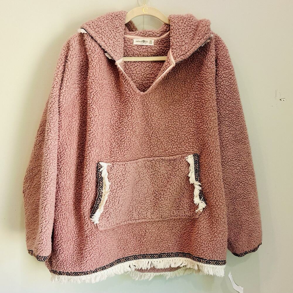 Natural Life Poncho Blanket Hoodie One Size Pink
